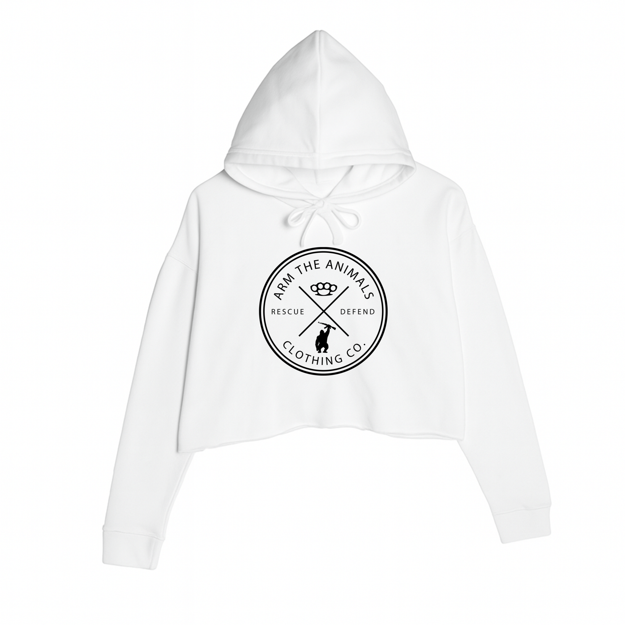 Women's | Rescue Knuckles Logo | Crop Hoodie - Arm The Animals Clothing LLC