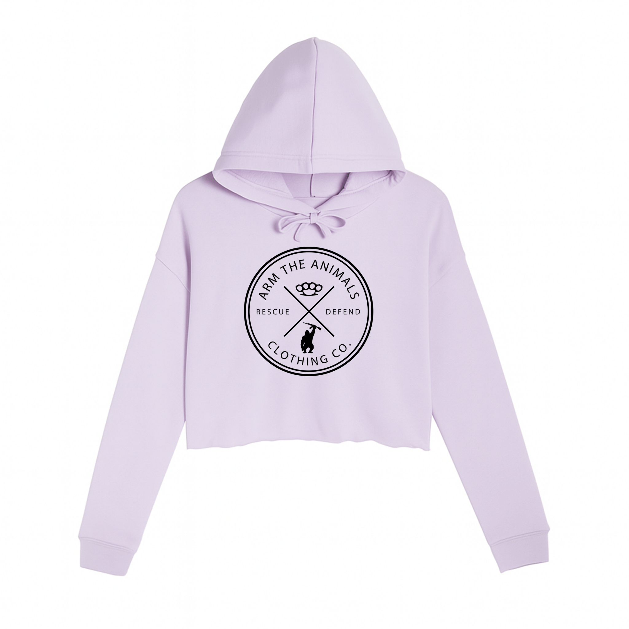 Women's | Rescue Knuckles Logo | Crop Hoodie - Arm The Animals Clothing LLC